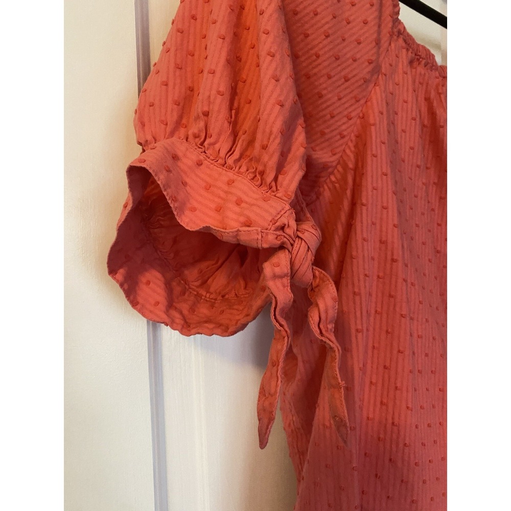 LC Lauren Conrad Womens Sz XXL Swiss Dot Pink Tie Sleeve Feminine Button Down - Picture 4 of 10